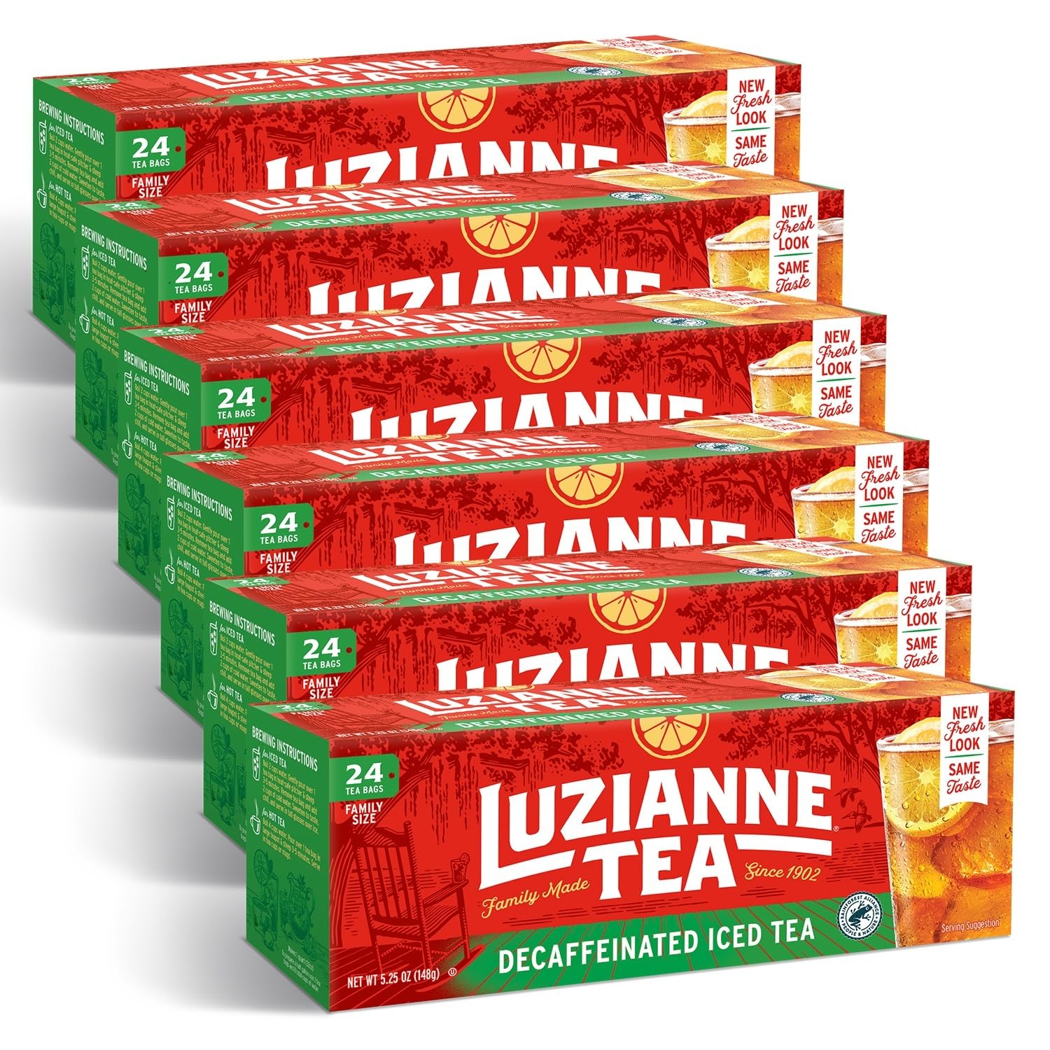 Luzianne Decaffeinated Iced Tea Bags, Family Size, Unsweetened, 144 Tea