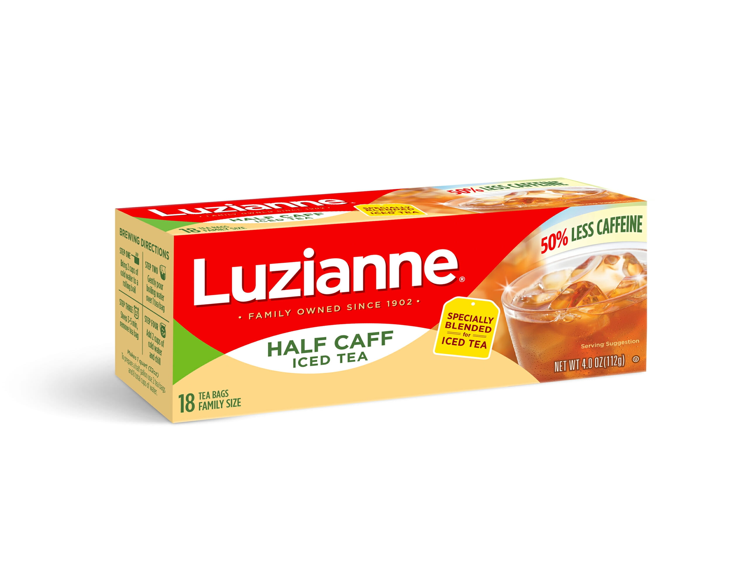 Luzianne Family Size Half Caffeinated Iced Tea Bags, 18 Ct