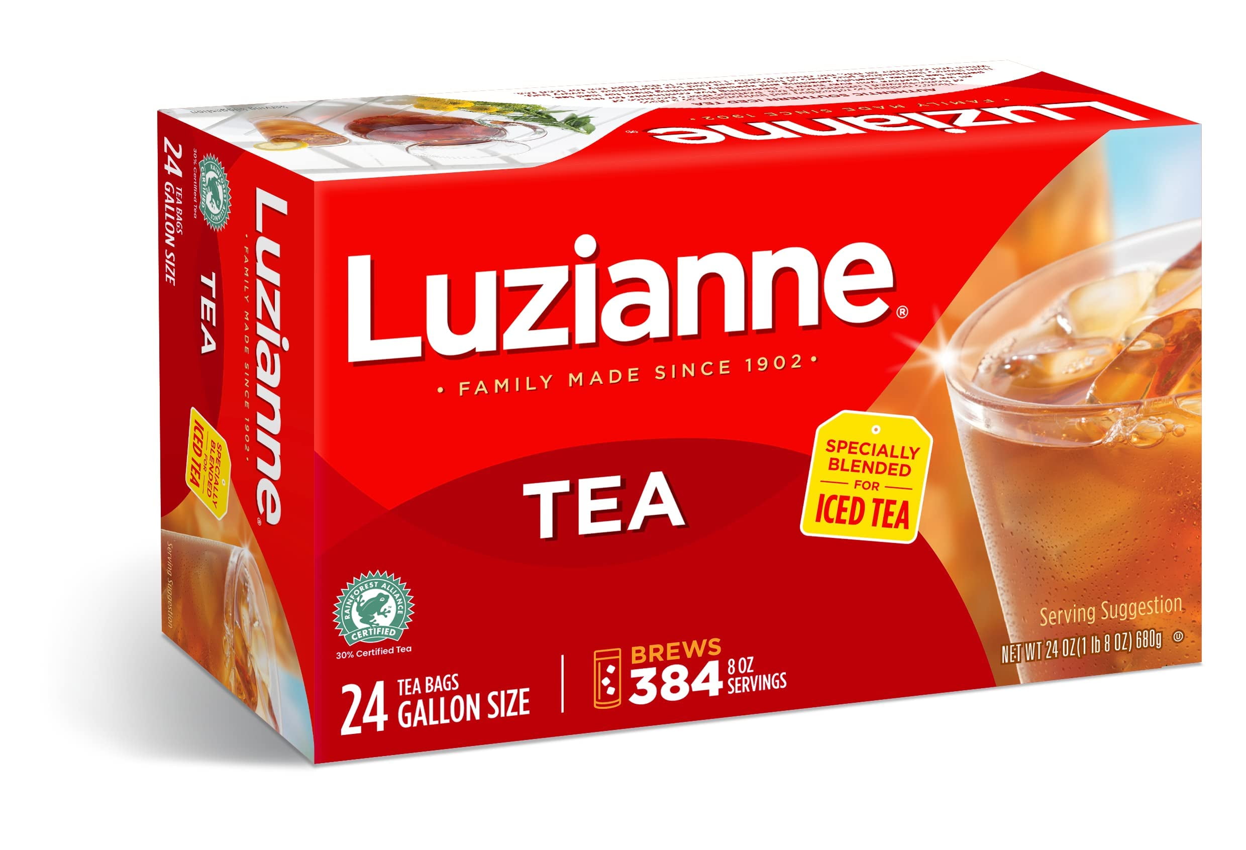 Luzianne Iced Tea Bags, Gallon Size, Unsweetened, 24 Count Box