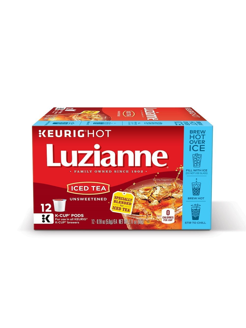 Luzianne, Iced Tea, Unsweetened Iced Tea, KCups, 12 Count, 2.16oz Box