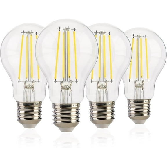 LUZIXIBO 4 Pack Dusk to Dawn Outdoor Sensor A19 LED Light Bulb, 5000K Daylight,8W (100W Eqv.), 1400LM, Vintage Filament E26 Base,Auto On/Off Photocell Automatic