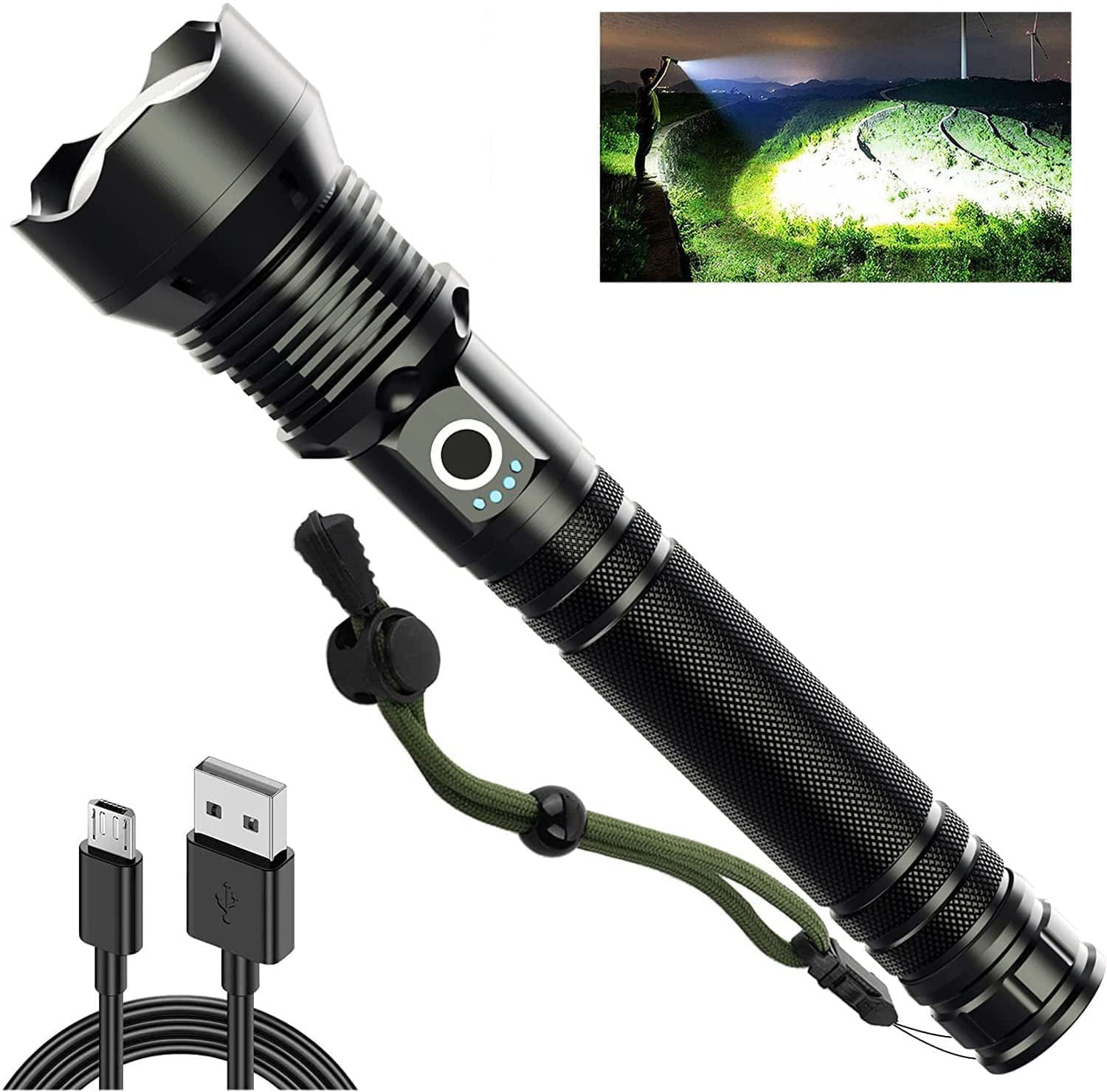 Lvelia 5 Modes Flashlights 90000 High Lumens, Waterproof Rechargeable