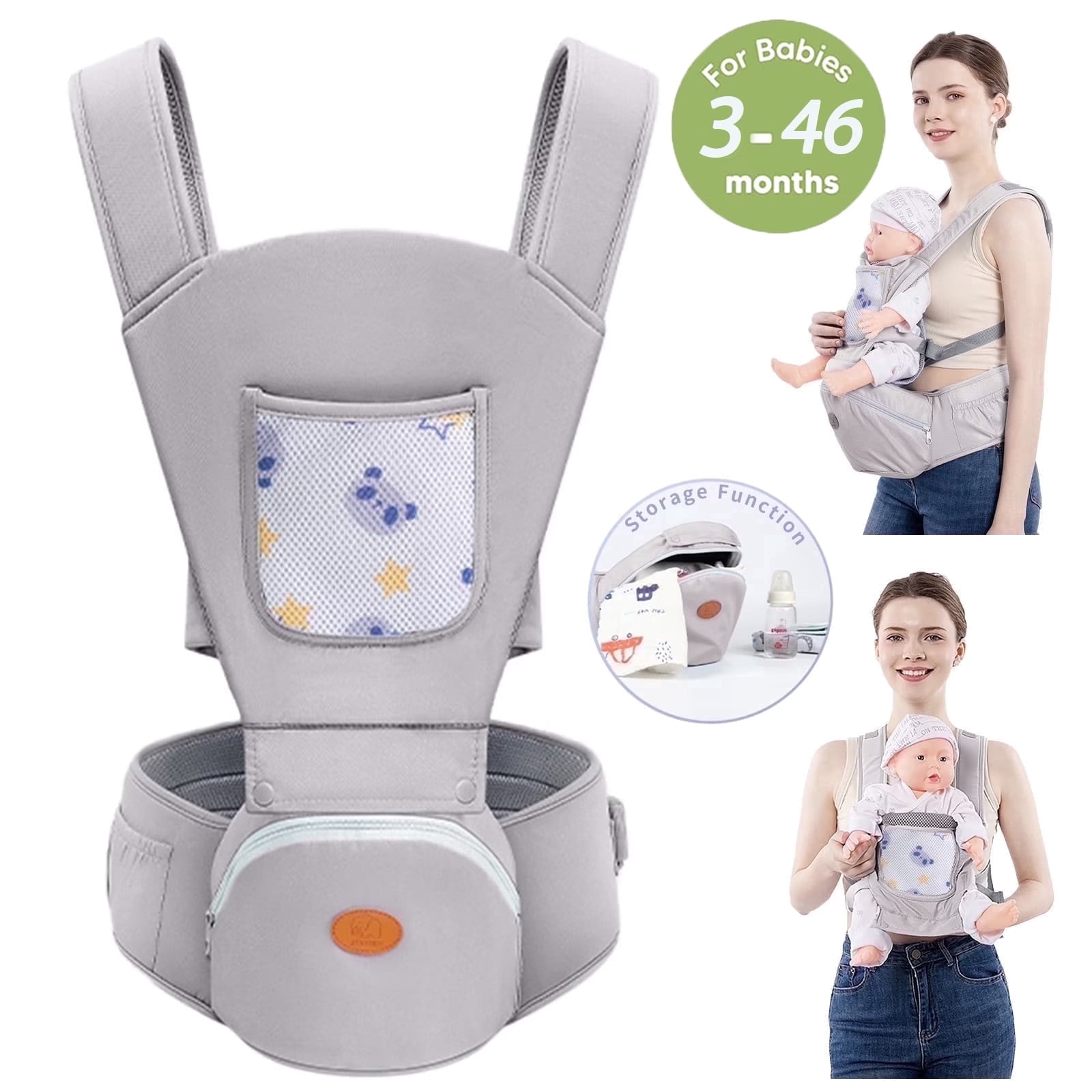 Lvelia Baby Carrier,6-in-1 Baby Carrier Newborn to Toddler, Adjustable Detachable Infant Baby Hip Seat Carrier for 7-44lbs, All Seasons, Perfect for Shopping Tr