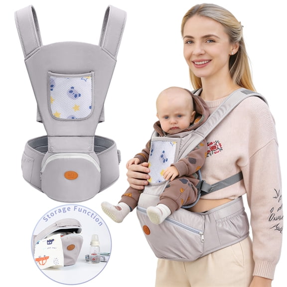 Lvelia Baby Carrier,6-in-1 Baby Carrier Newborn to Toddler, Adjustable Detachable Infant Baby Hip Seat Carrier for 7-44lbs, All Seasons, Perfect for Shopping Travelling