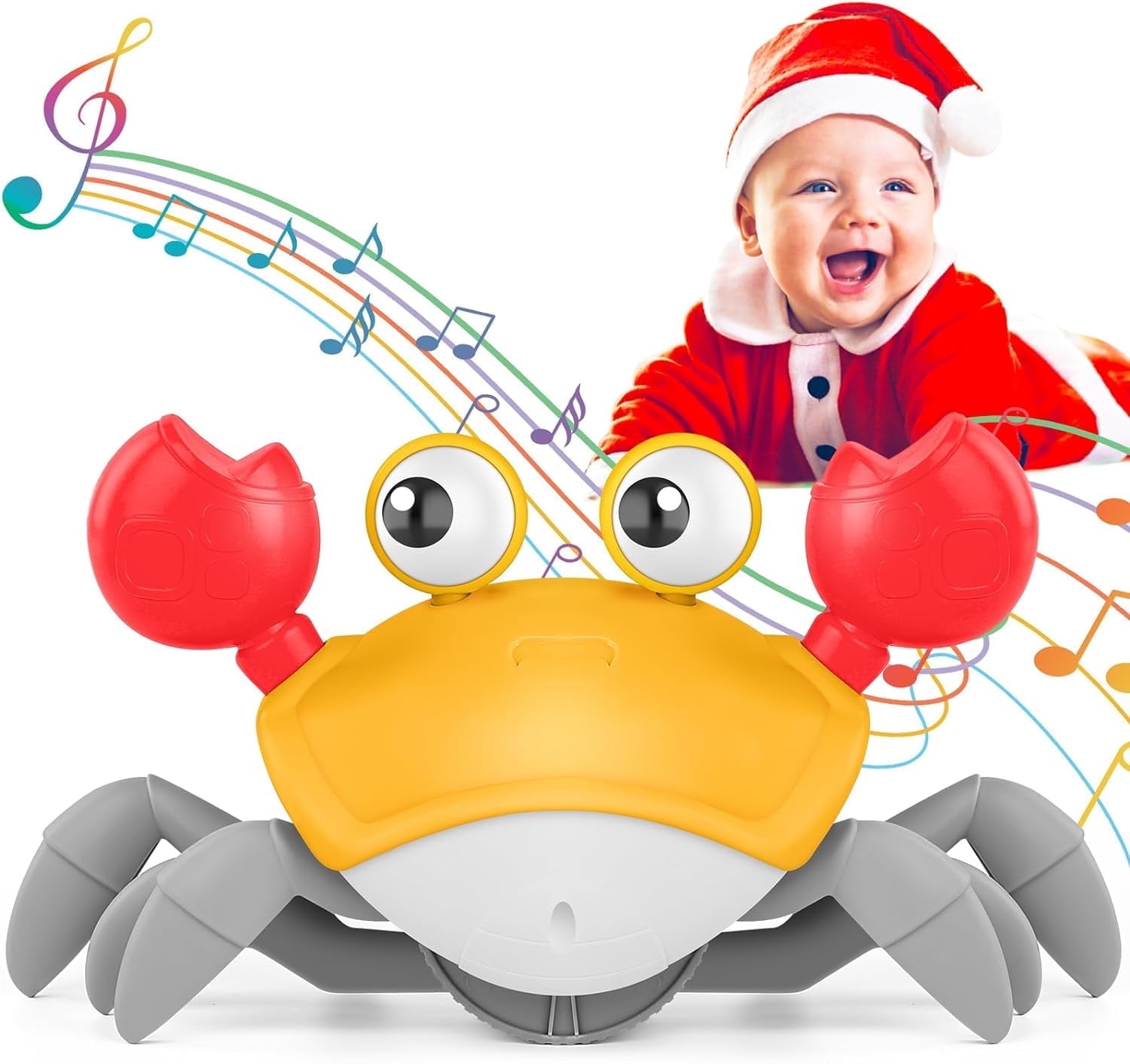 Walmart exclusive discounts  Lvelia Crawling Crab Baby Toy, Tummy Time Gifts for Toddler & Newborn, Light-Up Walking Dancing Moving Crab with Music & Obstacle Avoidance, Infant Rechargeable Sensory Development Toy (Orange)