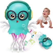 Lvelia Dancing Octopus Baby Toy, Electric Crawling Octopus Tummy Time Gifts for Toddler & Newborn,Light-up Dancing Interactive Toy with Music & Obstacle Avoidance, Infant Sensory（Green）