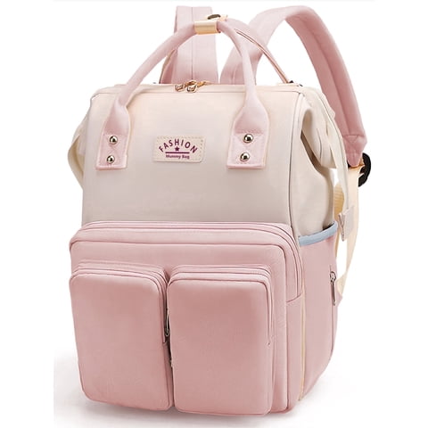 Lvelia Diaper Bag Backpacks for Women Large Capacity with Insulated Pockets, Baby Changing Bag for Girl Waterproof Baby Bags for Mama Maternity Travel Bag,Pink