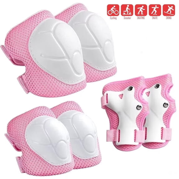 Lvelia Kids Protective Gear Set Knee Pads for Kids 3-10 Years Toddler Knee and Elbow Pads with Wrist Guards 3 in 1 for Skating Cycling Bike Rollerblading Scooter,Pink