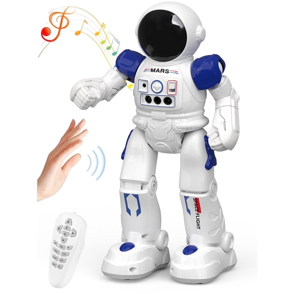 Lvelia RC Robot Toy for Kids,Gesture & Sensing Programmable Interactive Remote Control Singing Dancing Rechargeable Smart Robot with Auto-Demon, Birthday Gift for 3+ Years Old Boys Girls