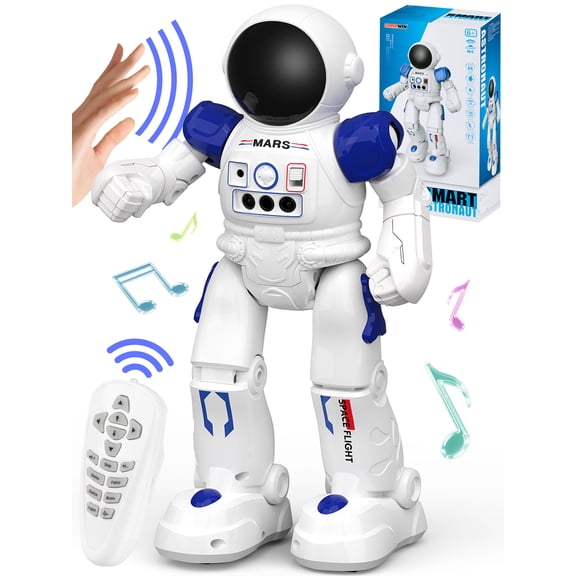 Lvelia RC Robot Toy for Kids,Gesture & Sensing Programmable Interactive Remote Control Singing Dancing Rechargeable Smart Robot with Auto-Demon, Birthday Gift for 3+ Years Old Boys Girls
