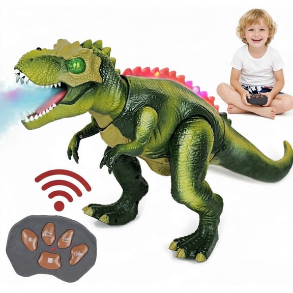Lvelia Big Remote Control Dinosaur Toys for Kids,Electronic Interactive Walking Dancing 7 Color Sprays Robot RC Dinosaur Toy with Light & Roar,Birthday Gift for Boys Girls 3 Years+