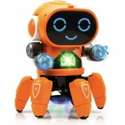 Lvelia Robot Toy for Kids, Intelligent Electronic Walking Dancing Robot Toys with Flashing Lights and Music for Age 3-12 Year Old Boys Girls Birthday Gift Present,Orange