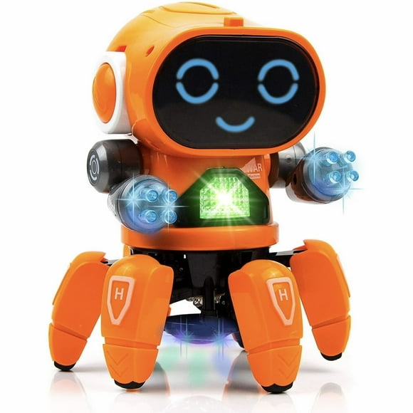 Lvelia Robot Toy for Kids, Intelligent Electronic Walking Dancing Robot Toys with Flashing Lights and Music for Age 3-12 Year Old Boys Girls Birthday Gift Present,Orange
