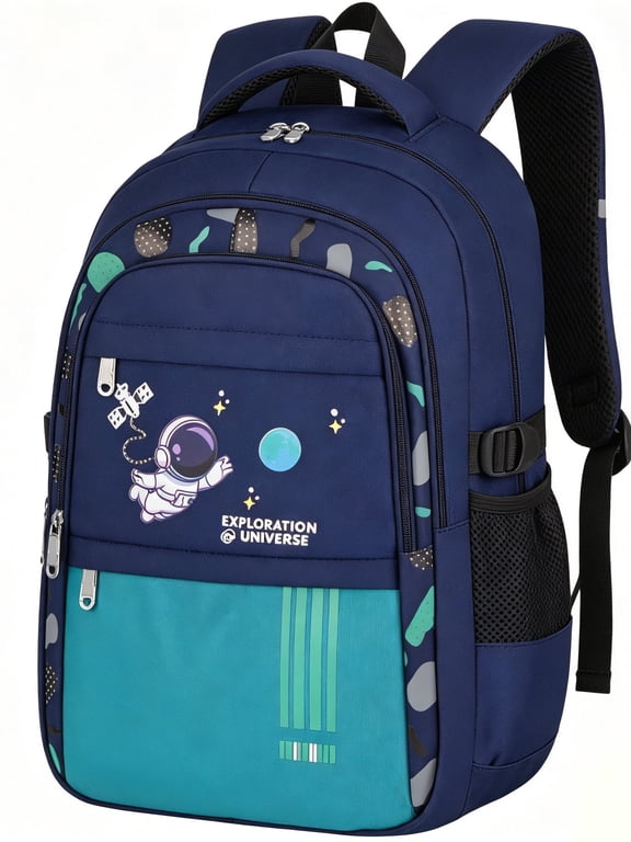 School Backpack for Boys Kids Elementary School Bags Middle School Primary School Bookbags Lightweight Sturdy Spaceman Gifts,Green