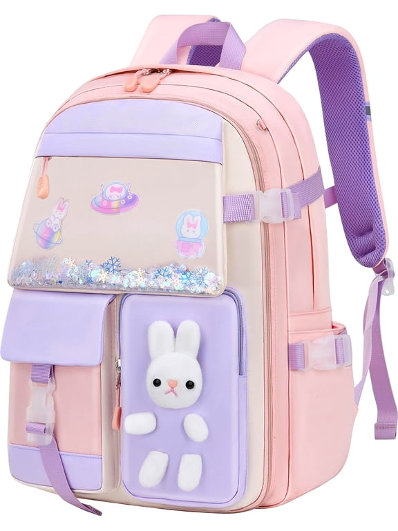School Backpacks for Girls, Large Capacity Fashion School Bag for Kids Teens,Cute Lightweight Waterproof Student Bookbags Gifts,Pink