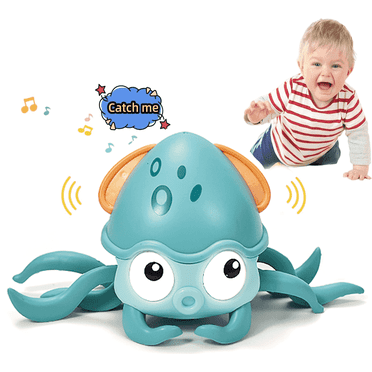 Lvelia Crawling Octopus Baby Toys, Light-Up Walking Infant Tummy Time Toys with Music & Obstacle Avoidance, Sensory Interactive Development Birthday Gifts for Toddler & Newborn