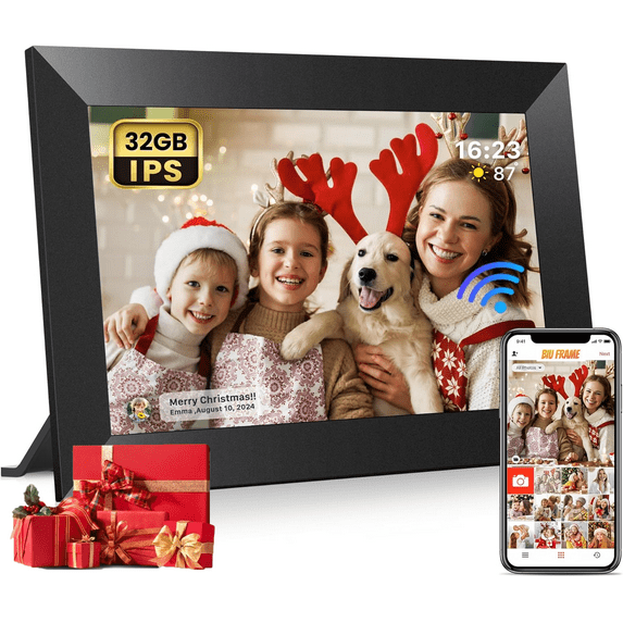 Lvelia Wifi Digital Photo Picture Frame with 32GB Storage, 10.1 inch IPS HD Touch Screen, Auto-Rotate Slideshow,Perfect Gift for Family & Friends