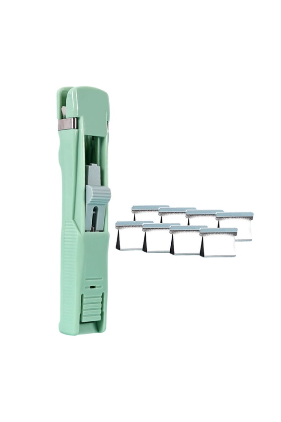 Under $5 Portable Push Stapler with Reusable Clips Handheld Paper Clam Clip Dispenser No Hole Punch Free Binding Tool for Documents Student