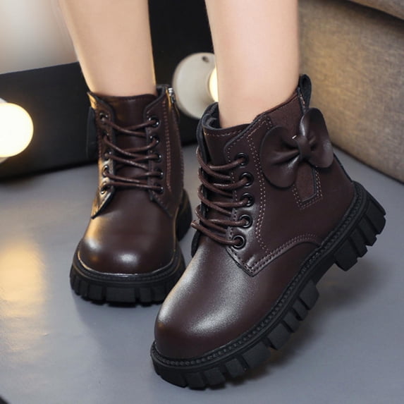 LvhaoGJOB Ankle Boots for Kids Lace-Up Design ankle boots Side Zipper short boots Thick Platform Sole kids boots All Season Everyday Wear Footwear Ankle Boots