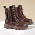 thumbnail image 1 of LvhaoGJOB Ankle Boots for Kids Lace-Up Design Side Zipper ankle boots short boots All Season Footwear, 1 of 9