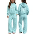 thumbnail image 1 of LvhaoGJOB Big Kids Boys Sweatshirt and Pants Outfit Set, Light Blue - fleece fabric, ready for print, 1 of 7