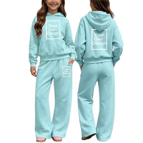 LvhaoGJOB Big Kids Boys Sweatshirt and Pants Outfit Set, Light Blue - fleece fabric, ready for print