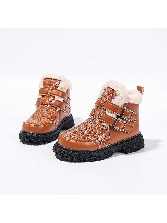Boys' Snow Boots for Snow Play - Faux Fur Lined, Non-Slip Sole