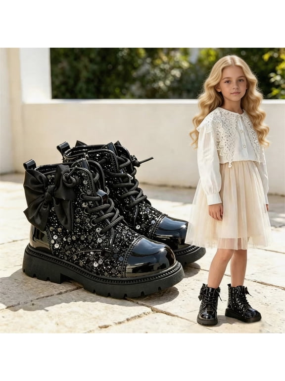 Girls' Ankle Boots - Comfortable Fit, Stylish Design & Non-Slip Platform Sole