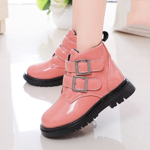 LvhaoGJOB Girls' Ankle Boots - Lace-Up Design, Side Zipper & Thick Platform Sole