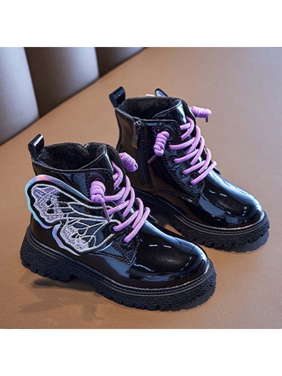 Girls' Ankle Boots for Snow Play - Lace-Up Design, Side Zipper