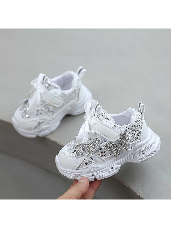 Girls' Breathable Upper Chunky Sneakers with Cushioned Sole and Non-Slip Platform Sole