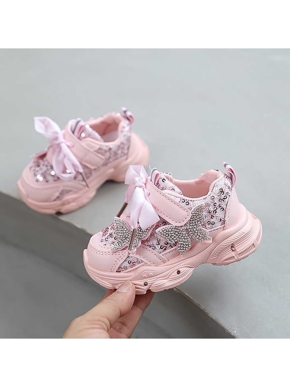 Girls' Breathable Upper Chunky Sneakers with Cushioned Sole and Non-Slip Platform Sole