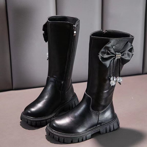 LvhaoGJOB Girls' Elegant Style Knee-High Boots with Comfortable Fit and Non-Slip Platform Sole