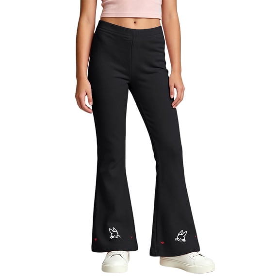 LvhaoGJOB Kids' Casual Pants - Soft, Elastic Waist & Pockets - Black 8-9 Years