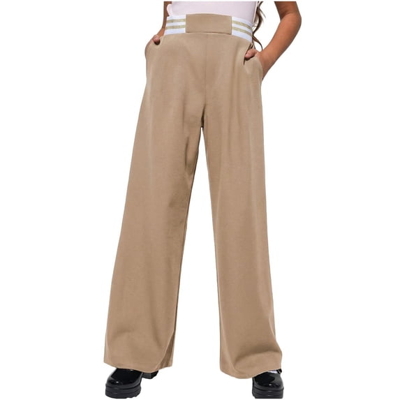 LvhaoGJOB Kids' Casual Pants - Soft, Elastic Waist & Pockets - Khaki 15-16 Years