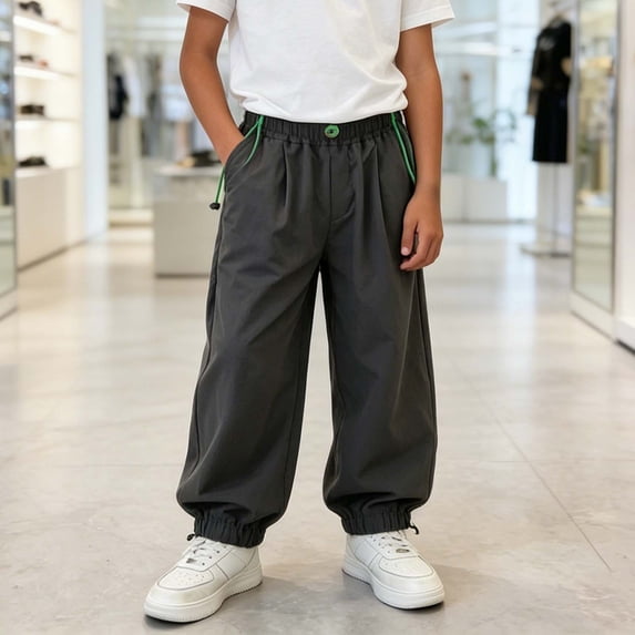 LvhaoGJOB Kids' Jogger Pants - Soft, Elastic Waist & Pockets - Dark Gray 11-12 Years