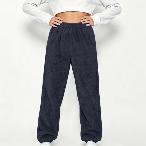 LvhaoGJOB Kids' Jogger Pants - Soft, Elastic Waist & Pockets - Navy 5-6 Years