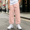 thumbnail image 1 of LvhaoGJOB Kids' Jogger Pants - Soft, Elastic Waist & Pockets - Pink 14-15 Years, 1 of 5