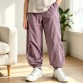 thumbnail image 1 of LvhaoGJOB Kids' Jogger Pants - Soft, Elastic Waist & Pockets - Purple 7-8 Years, 1 of 5