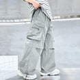 thumbnail image 1 of LvhaoGJOB Kids' Wide-Leg Pants - Soft, Elastic Waist & Pockets - Gray 9-10 Years, 1 of 5