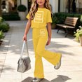 thumbnail image 1 of LvhaoGJOB Little Kids Girls T-Shirt and Shorts Outfit Set, Yellow - graphic print, custom print, 1 of 7