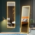 thumbnail image 1 of Lvifur 63"x20" LED Full Length Mirror, Large Bedroom Dressing Mirror with Touch Button & Plug, 3 Colors Dimmable Lighting, Stepless Dimming, Aluminum Alloy Frame Floor Mirror with Stand,Black, 1 of 9