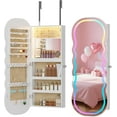 thumbnail image 1 of Lvifur RGB Lighted Mirror Jewelry Cabinet,LED Wavy Wide Mirror with Storage, Wall or Door Mounted Jewelry Organizer with Interior Mirror,Lockable Jewelry armoire,Gift Ideal, 1 of 17