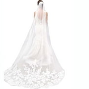 Lvory Lace Edge Cathedral Length Wedding Bridal Veil with Comb