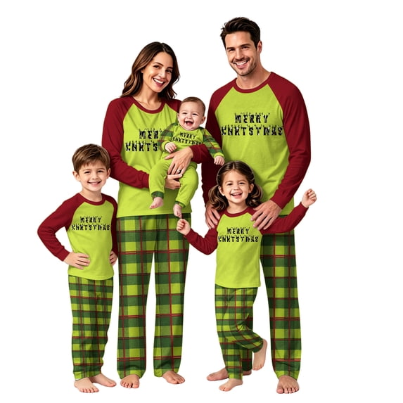 Lvotionpl 2026 Family Christmas Pajamas Matching Sets, Match Family Christmas Pjs Long Sleeve Top & Pants Set Matching Holiday Family Pajama Xmas Sets