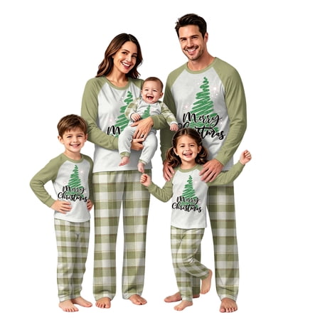 Lvotionpl 2026 Family Christmas Pajamas Matching Sets, Matching Family Christmas Pjs Long Sleeve Top & Pants Set Matching Holiday Family Pajama Xmas Sets