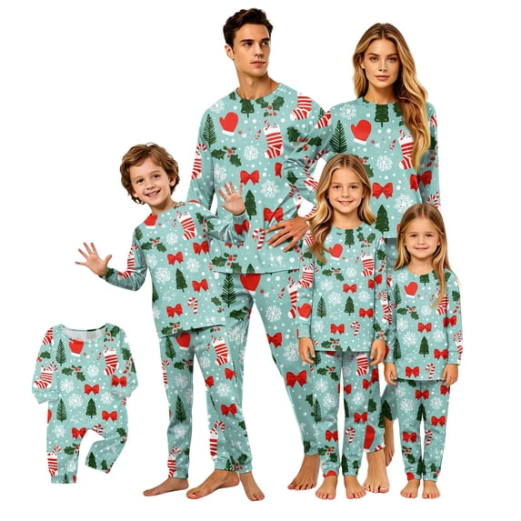 Lvotionpl 2026 Family Christmas Pajamas Matching Sets, Match Family Christmas Pjs Long Sleeve Top & Pants Set Matching Holiday Family Pajama Xmas Sets