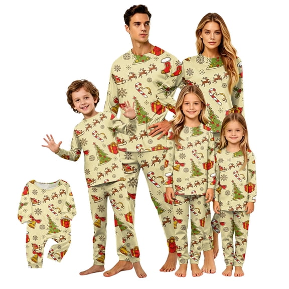 Lvotionpl 2026 Family Christmas Pajamas Matching Sets, Matching Family Christmas Pjs Long Sleeve Top & Pants Set Matching Holiday Family Pajama Xmas Sets