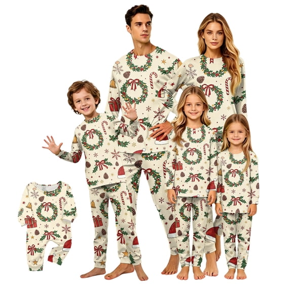 Lvotionpl 2026 Family Christmas Pajamas Matching Sets, Match Family Christmas Pjs Long Sleeve Top & Pants Set Matching Holiday Family Pajama Xmas Sets