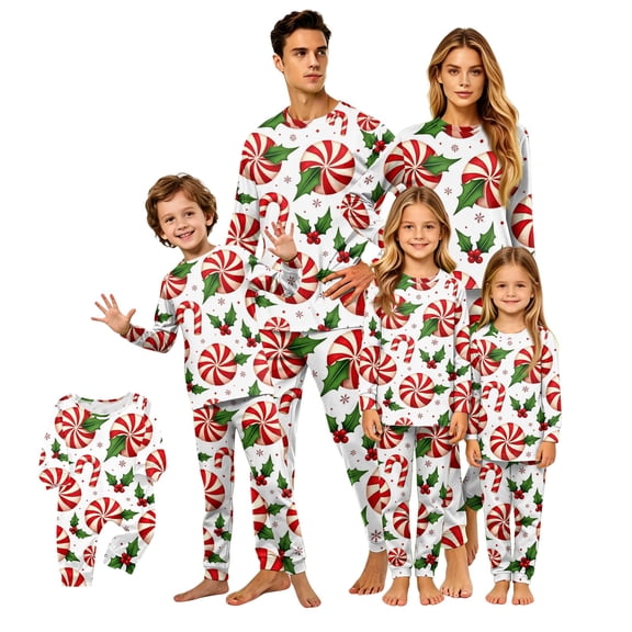 Lvotionpl 2026 Family Christmas Pajamas Matching Sets, Match Family Christmas Pjs Long Sleeve Top & Pants Set Matching Holiday Family Pajama Xmas Sets
